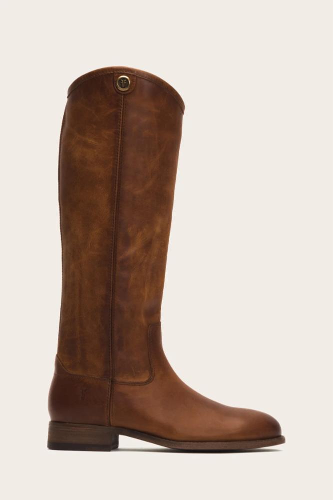 Frye Women MELISSA BUTTON TALL 2 COGNAC/WASHED ANT PULL-UP