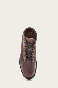 Frye Mens PRISON BOOT DK BROWN/STONEWASH PULLUP