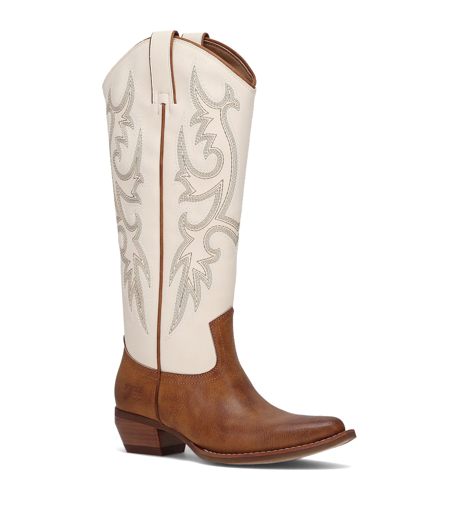 FRYE AND CO WOMEN IRLENE TALL DECO STITCH OFF WHITE/CARAMEL/BROWN