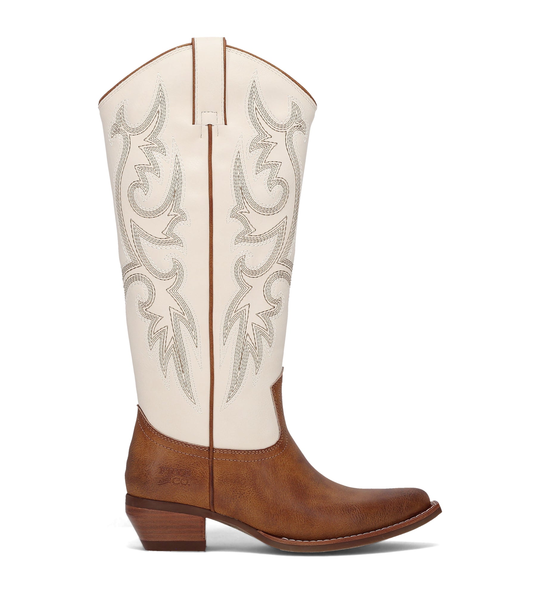 FRYE AND CO WOMEN IRLENE TALL DECO STITCH OFF WHITE/CARAMEL/BROWN