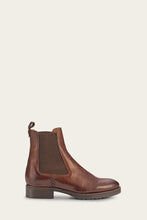 Load image into Gallery viewer, Frye Women MELISSA DOUBLE SOLE CHELSEA COGNAC/VINTAGE PULL UP LEATHER