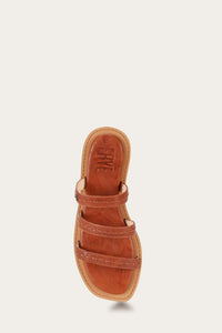 Frye Women FAYE STRAPPY SLIDE COGNAC/OYSTER LEATHER