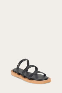 Frye Women FAYE STRAPPY SLIDE BLACK/OYSTER LEATHER