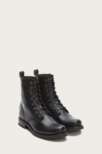 Frye Women VERONICA COMBAT BLACK/SOFT VINTAGE LEATHER