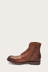 Frye Mens BOWERY LACE UP COGNAC/ANTIQUE PULL UP